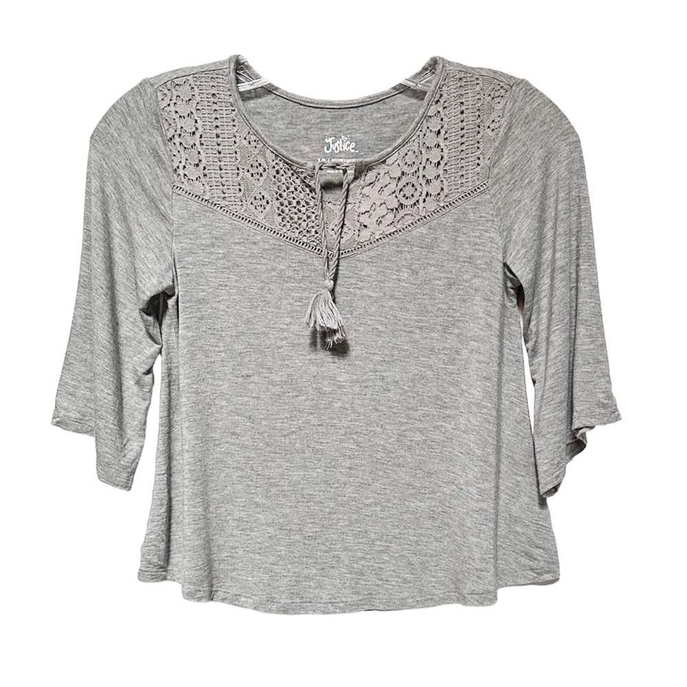 Justice Tassel Tie Neck Swing Jersey Top